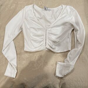 Princess Polly White Ruched Crop Top